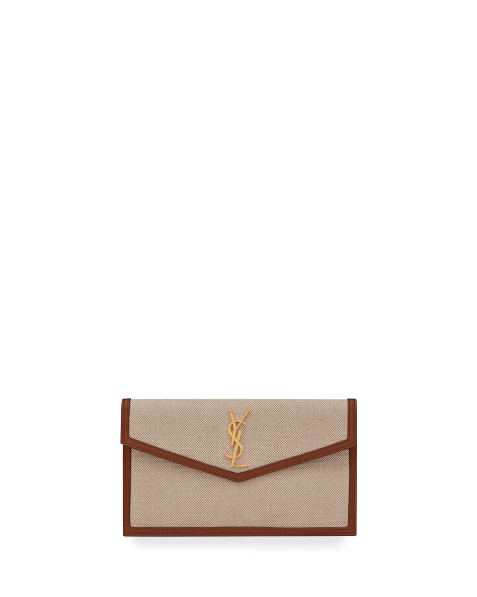 Uptown Medium YSL Monogram Canvas Clutch Bag